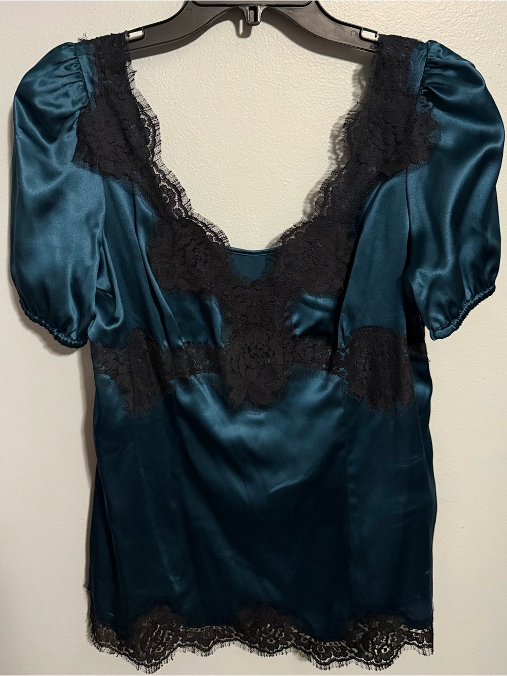 Dolce & Gabbana Teal Silk Charmeuse Top